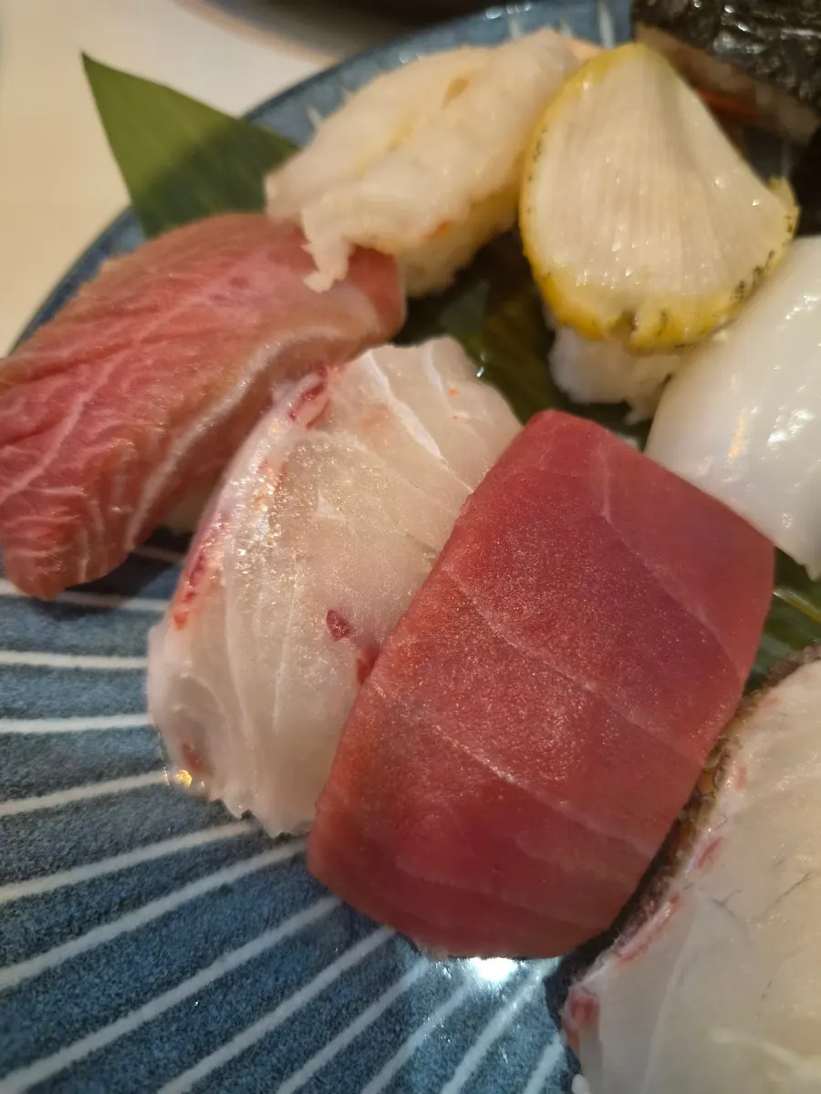 Gunkan sushi piled generously with roe