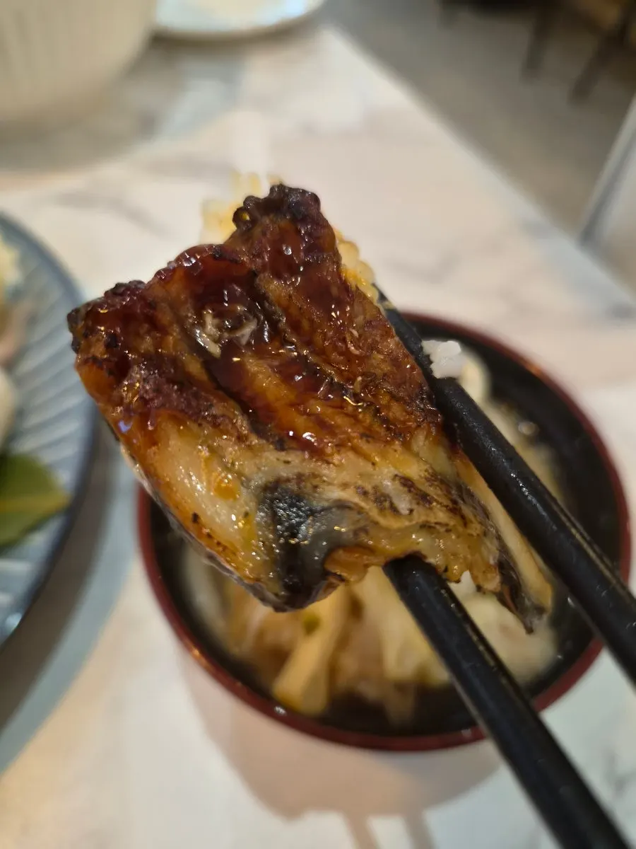 A large piece of eel sushi
