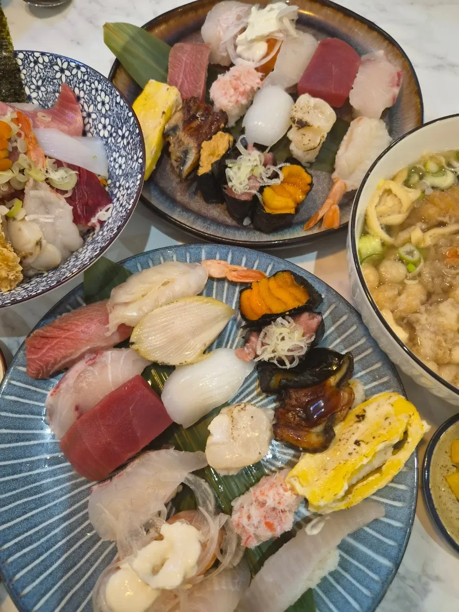 The special and premium sushi sets placed together on the table