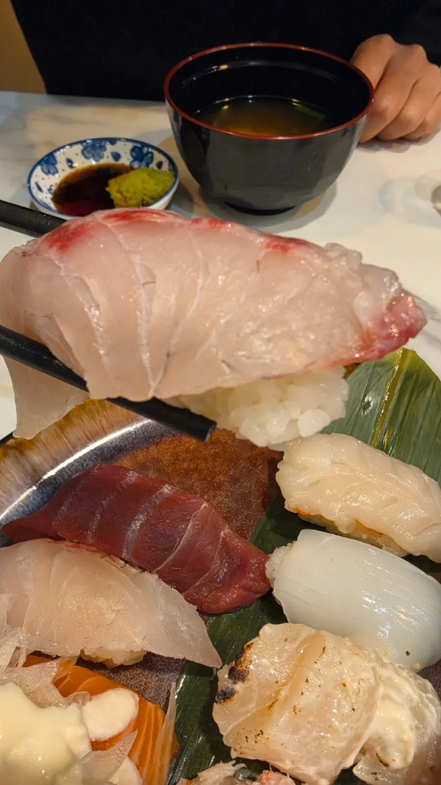 A piece of salmon sushi