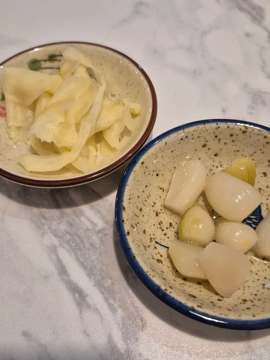 House-made soy sauce and wasabi on a plate