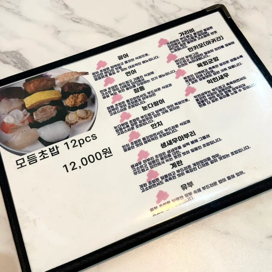 Sushi set menu board