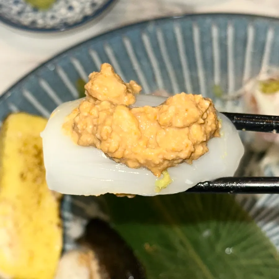 Cuttlefish ankimo sushi added as a single piece