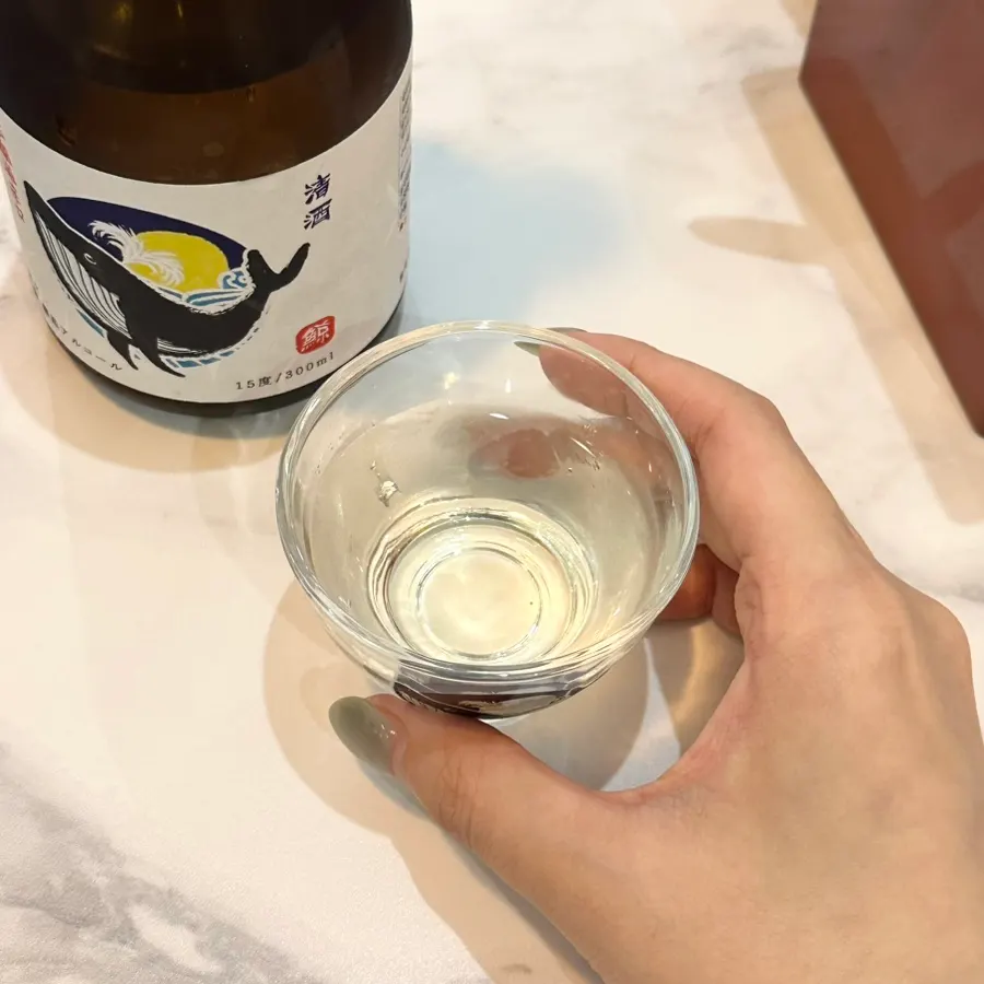 Whale sake poured into a glass