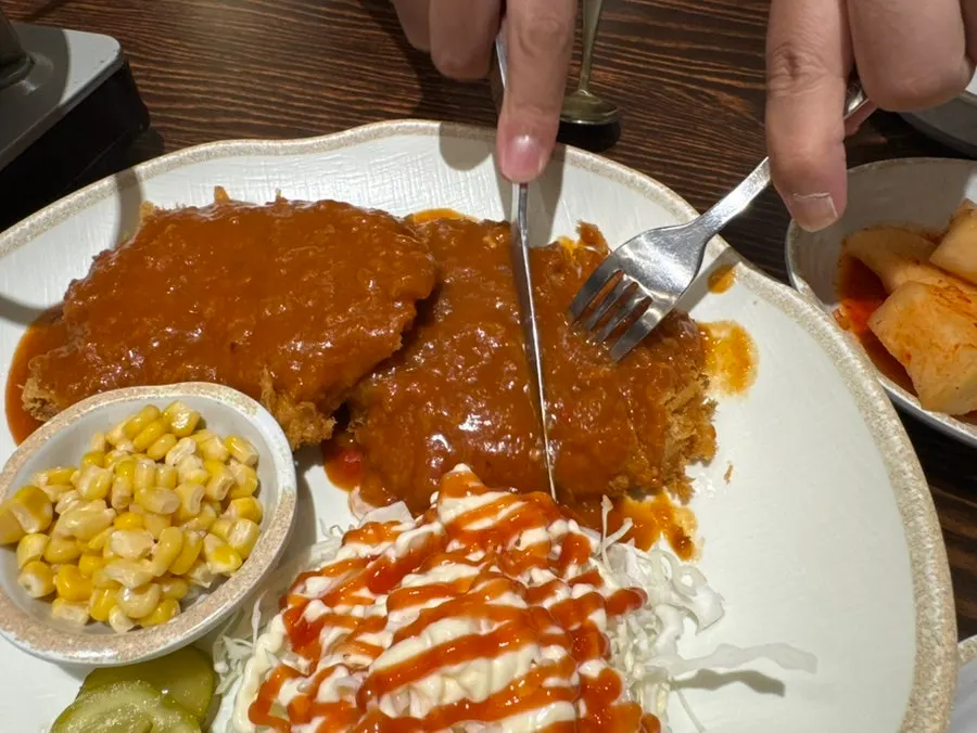 Old-school pork cutlet plate served with sauce