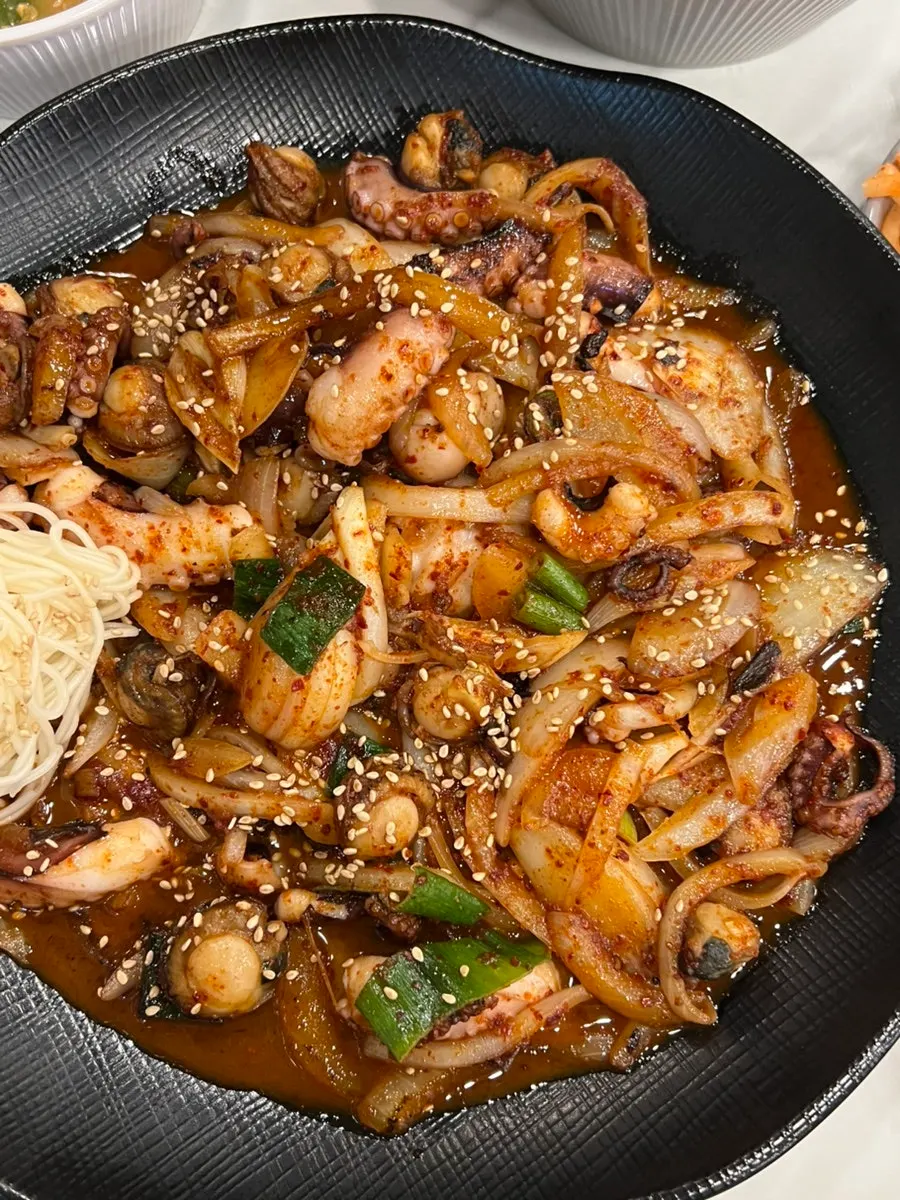 Generous amount of octopus and scallops