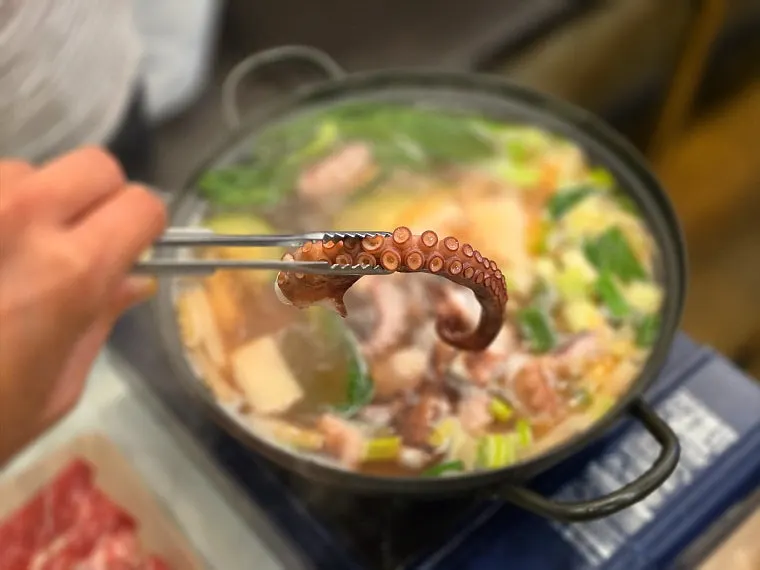 문어낙지연포탕 건더기 클로즈업