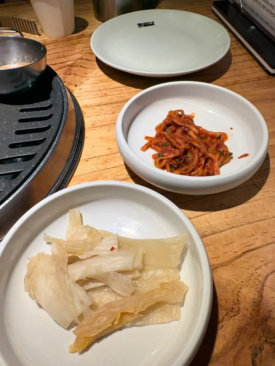 Close-up of neatly arranged side dishes