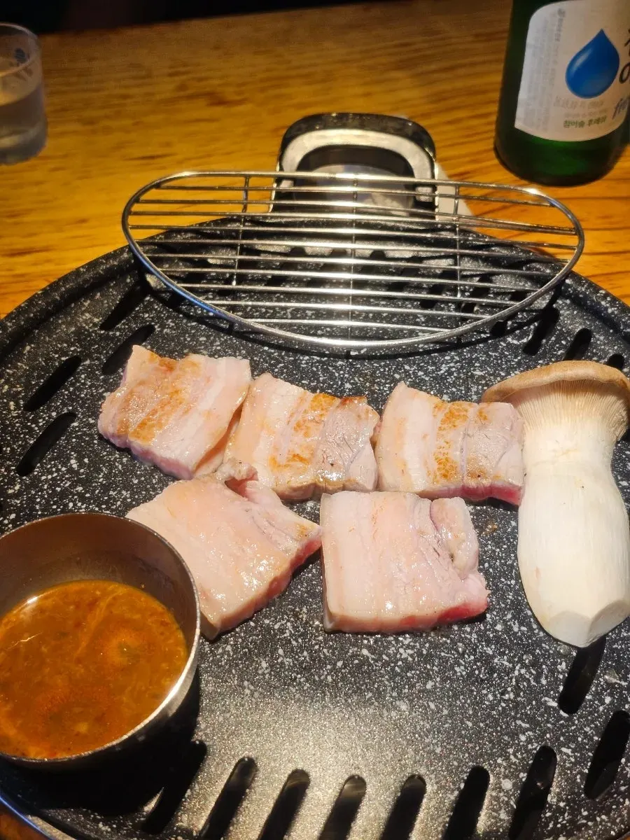 Salted pork belly on the grill