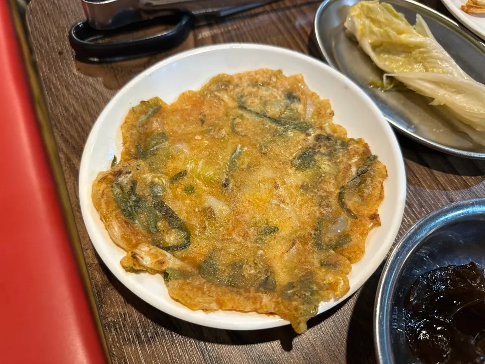 Free kimchi pancake and steamed egg