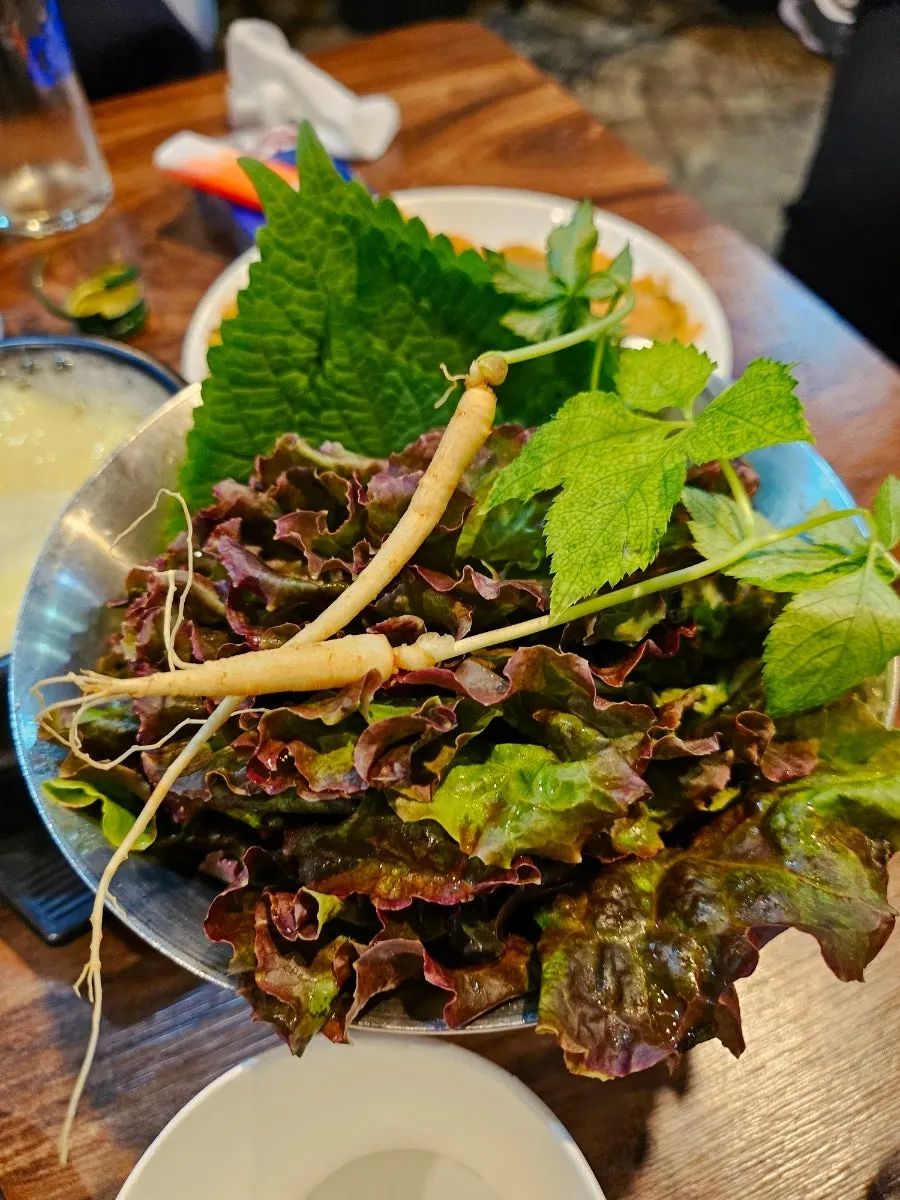 Scallion kimchi refilled multiple times