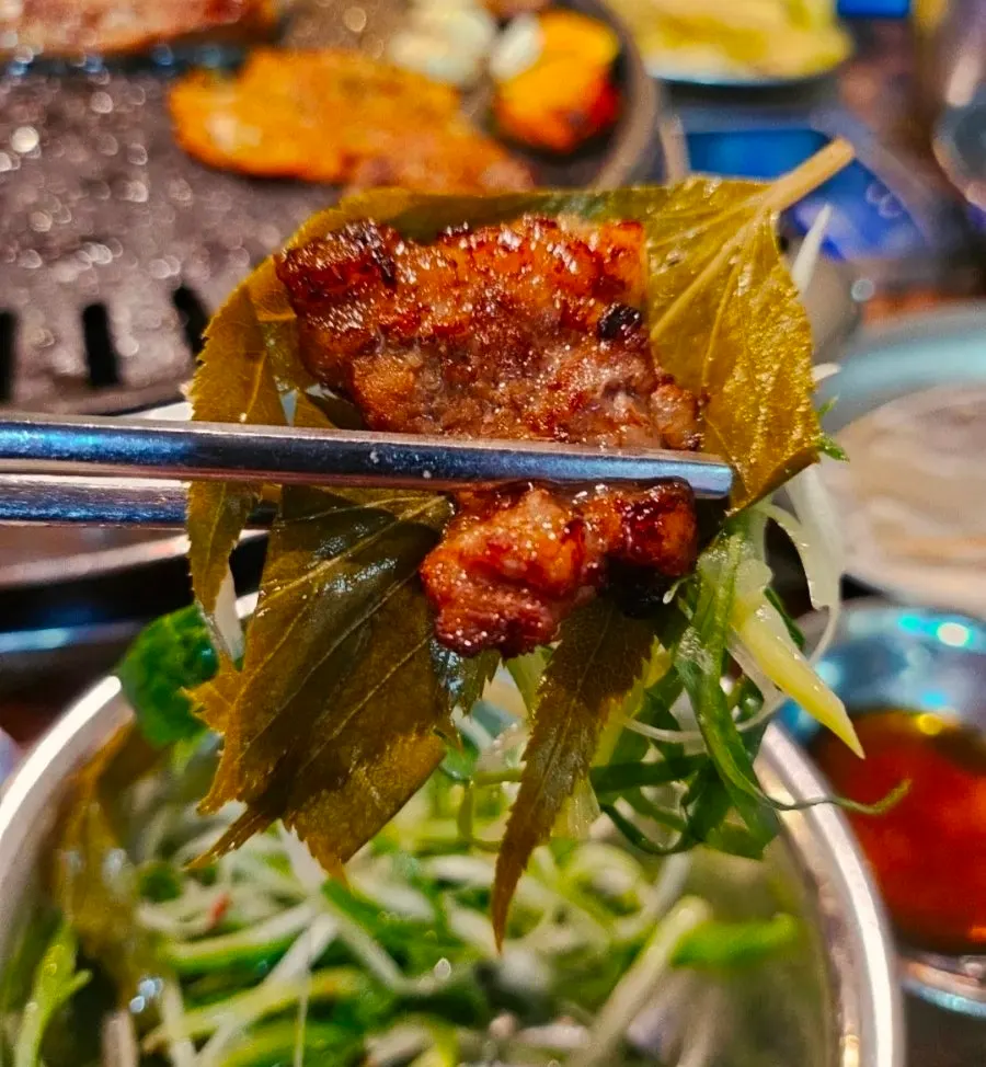 Marinated galbi paired with angelica pickles