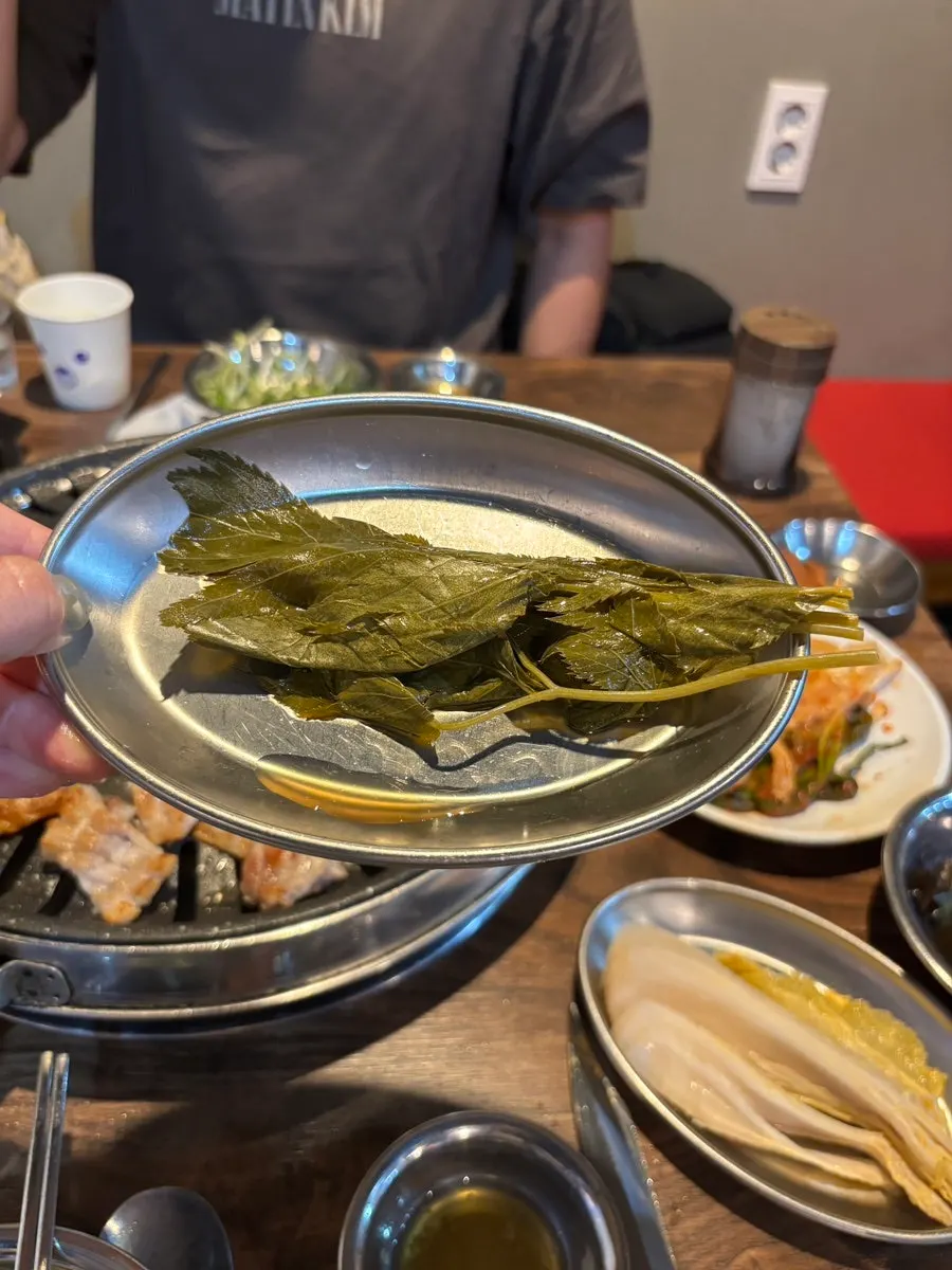 Raw pork rib wrapped in kimchi