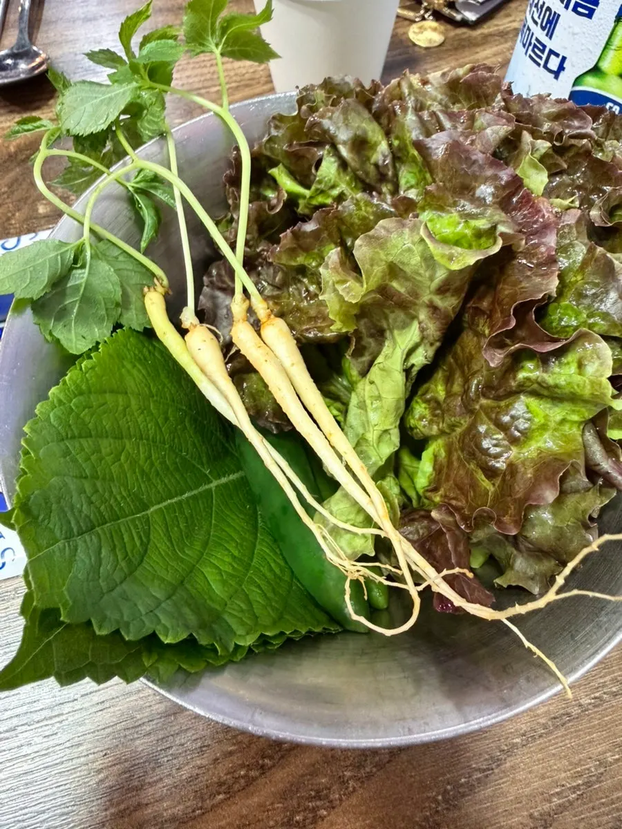Fresh scallion salad and basic side dishes