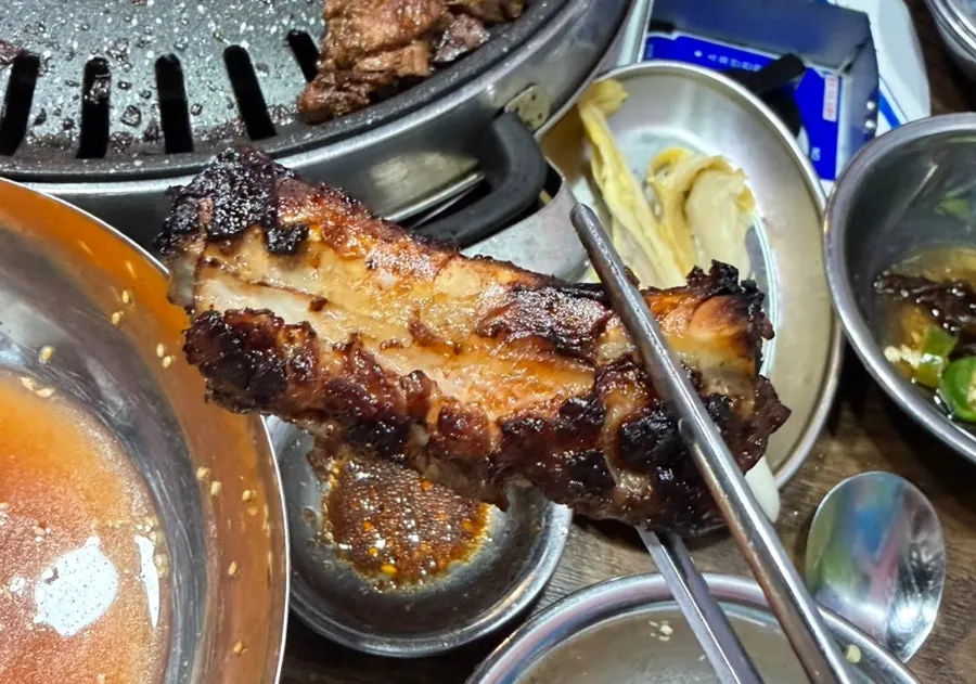 Perfectly grilled pork rib bone