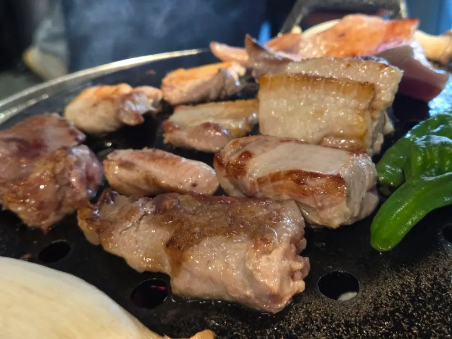 Fully grilled, juicy pork