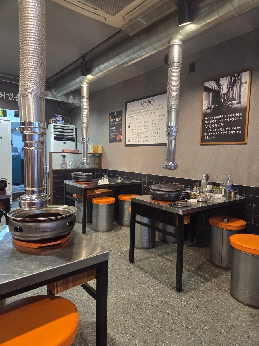 Interior with tables for 4 to 8 people
