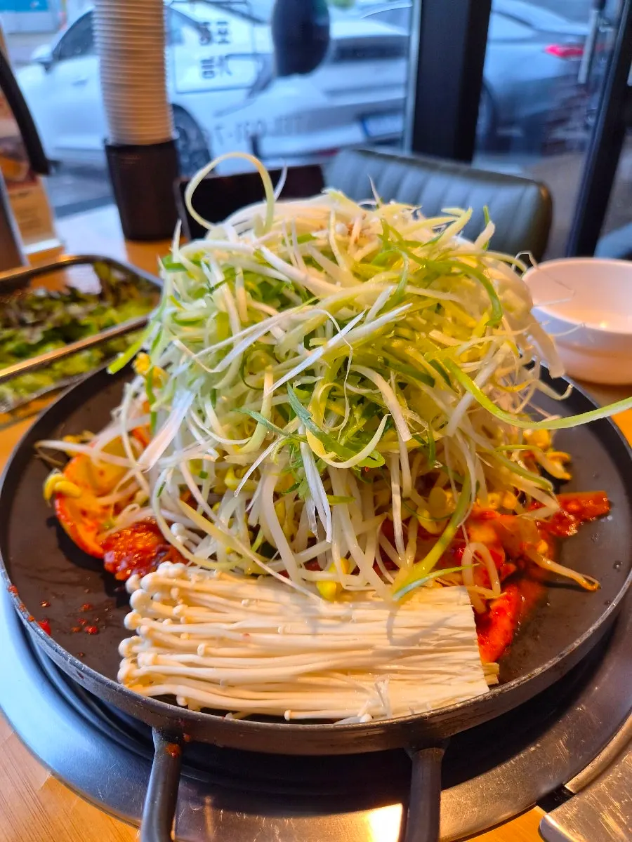 Pork duruchigi for two, piled high with shredded scallions