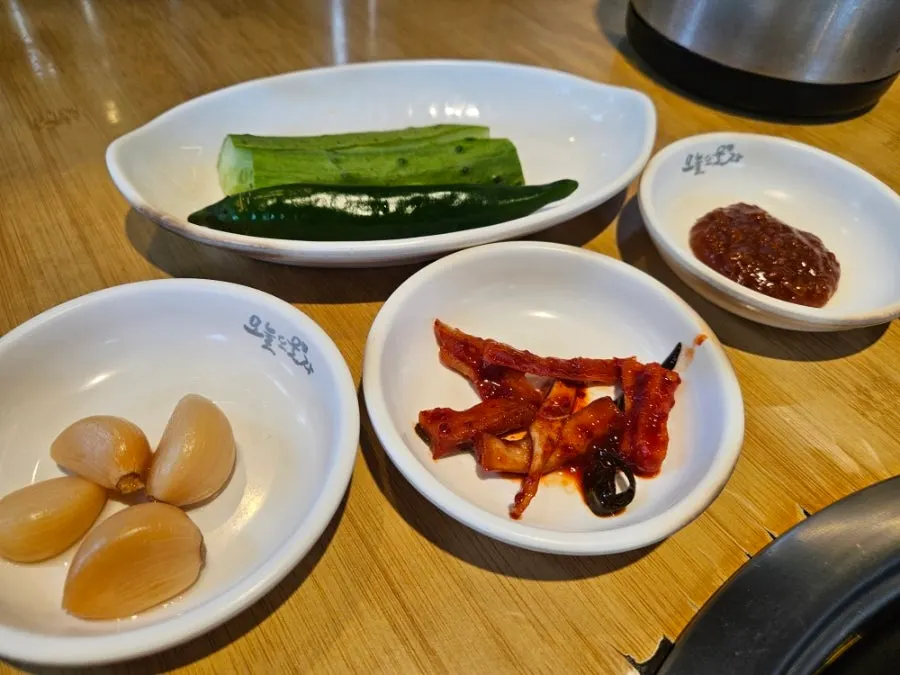 Basic side dishes at a Korean restaurant