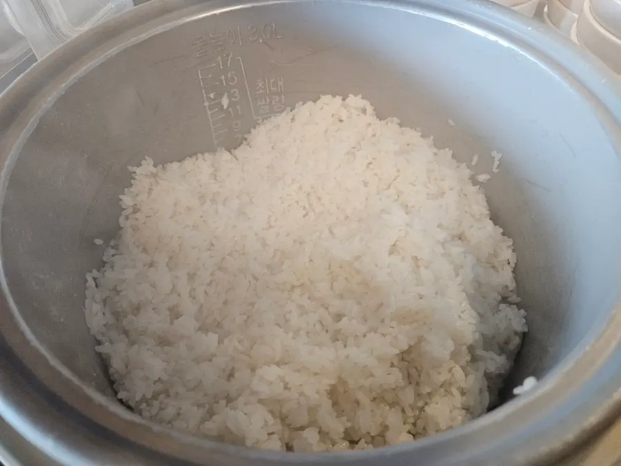 Self-service bar with bowls of rice