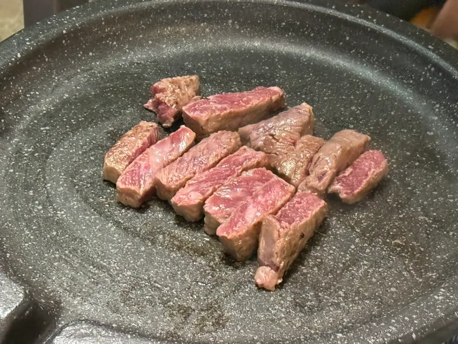 Heavily marbled hanwoo striploin