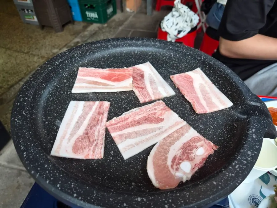 Two servings of pork belly, just right for two people