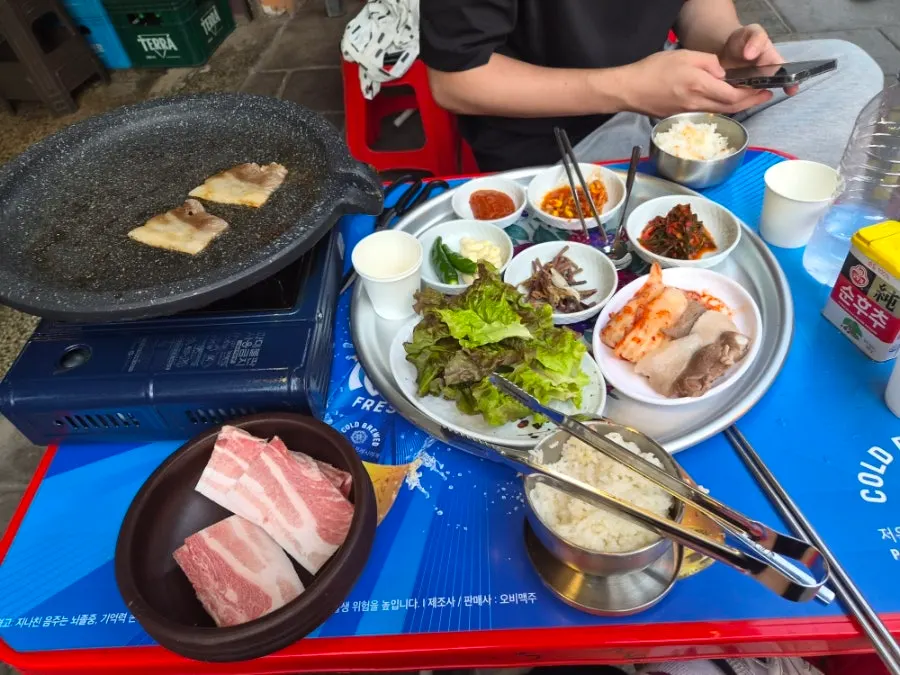 Chowon's table near the end of the meal
