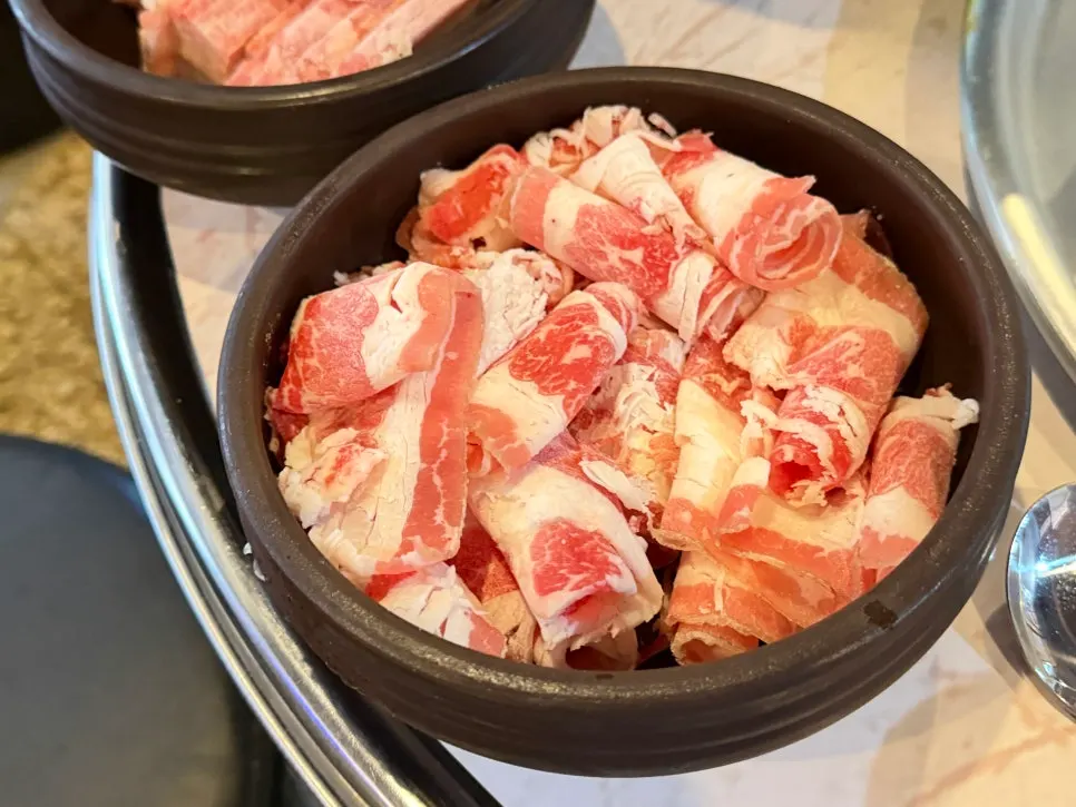 Fully cooked frozen pork belly with grilled kimchi
