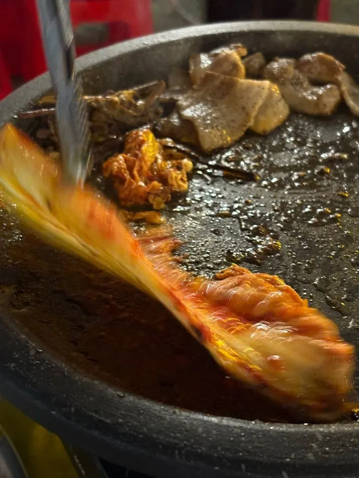 초원식당 야장에서 마무리한 냉삼 상차림