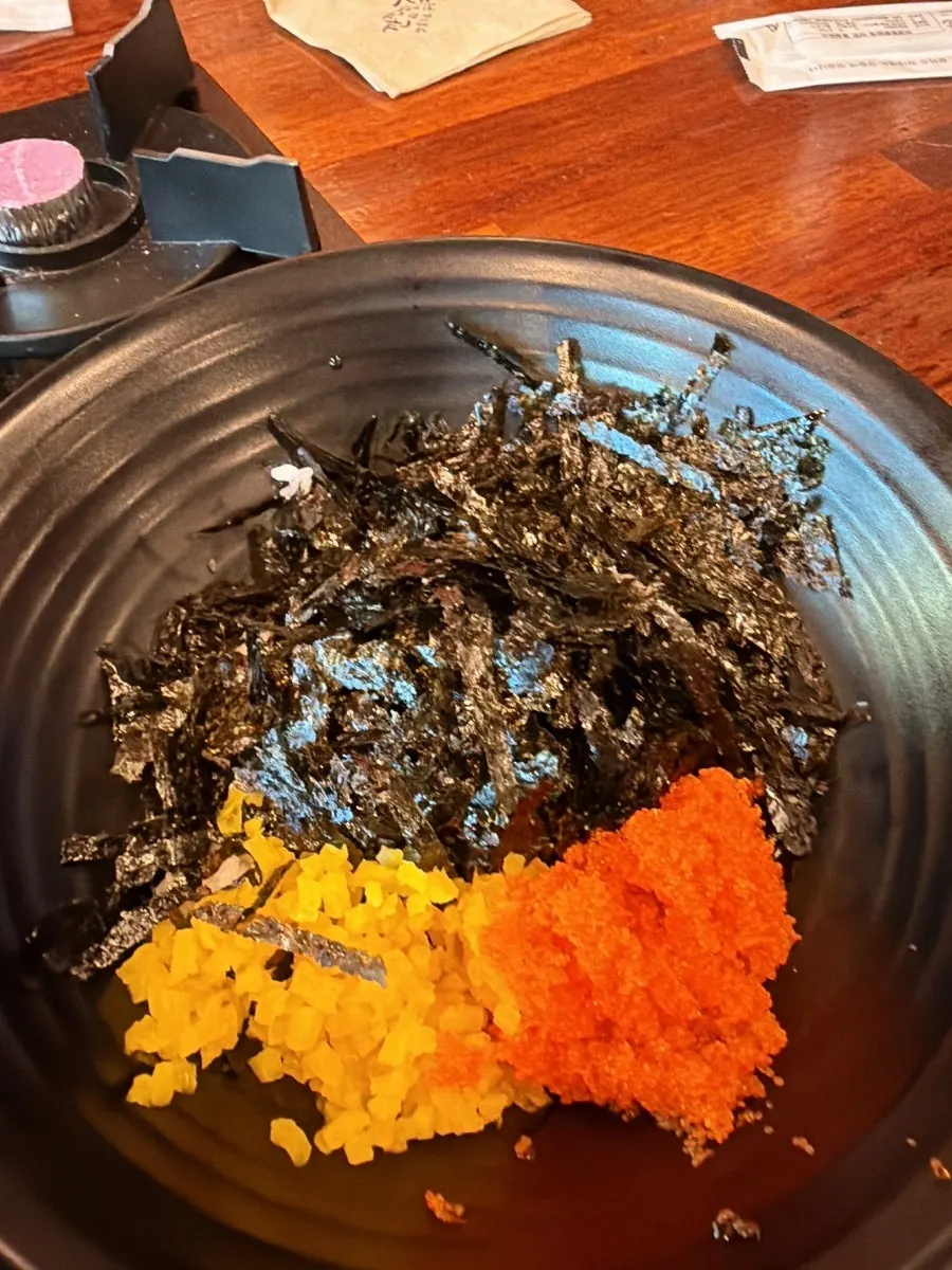 Plate of the flying fish roe rice ball side dish