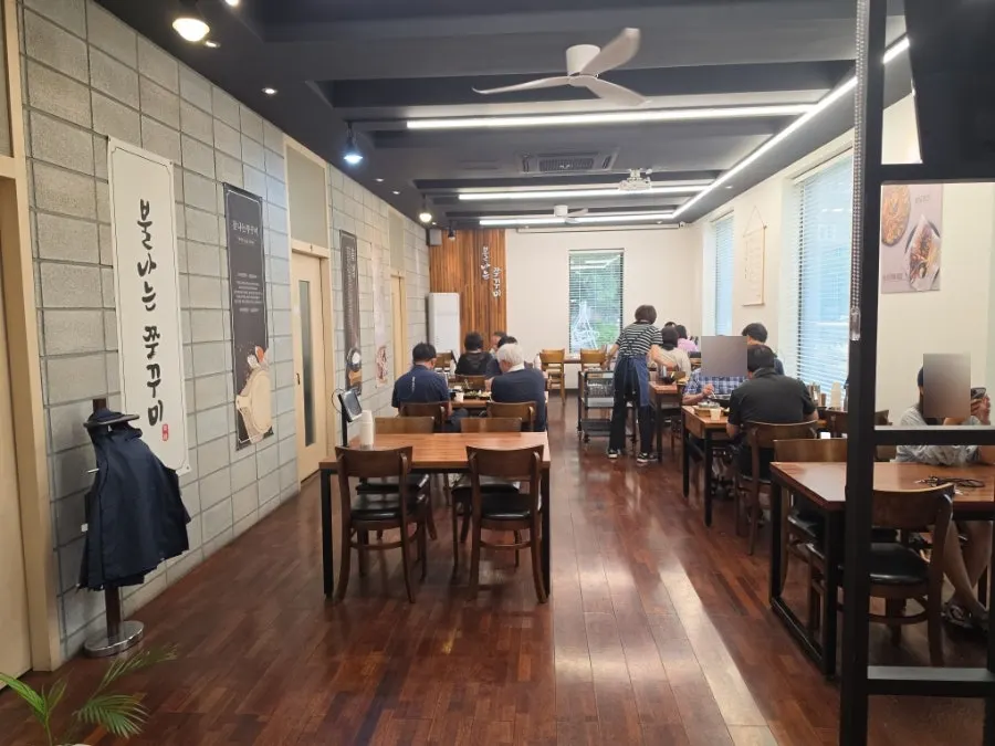 Interior space divided into room-style seating
