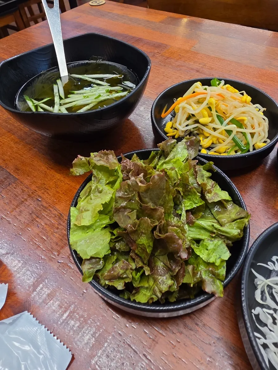 Plate of fresh lettuce drizzled with sauce
