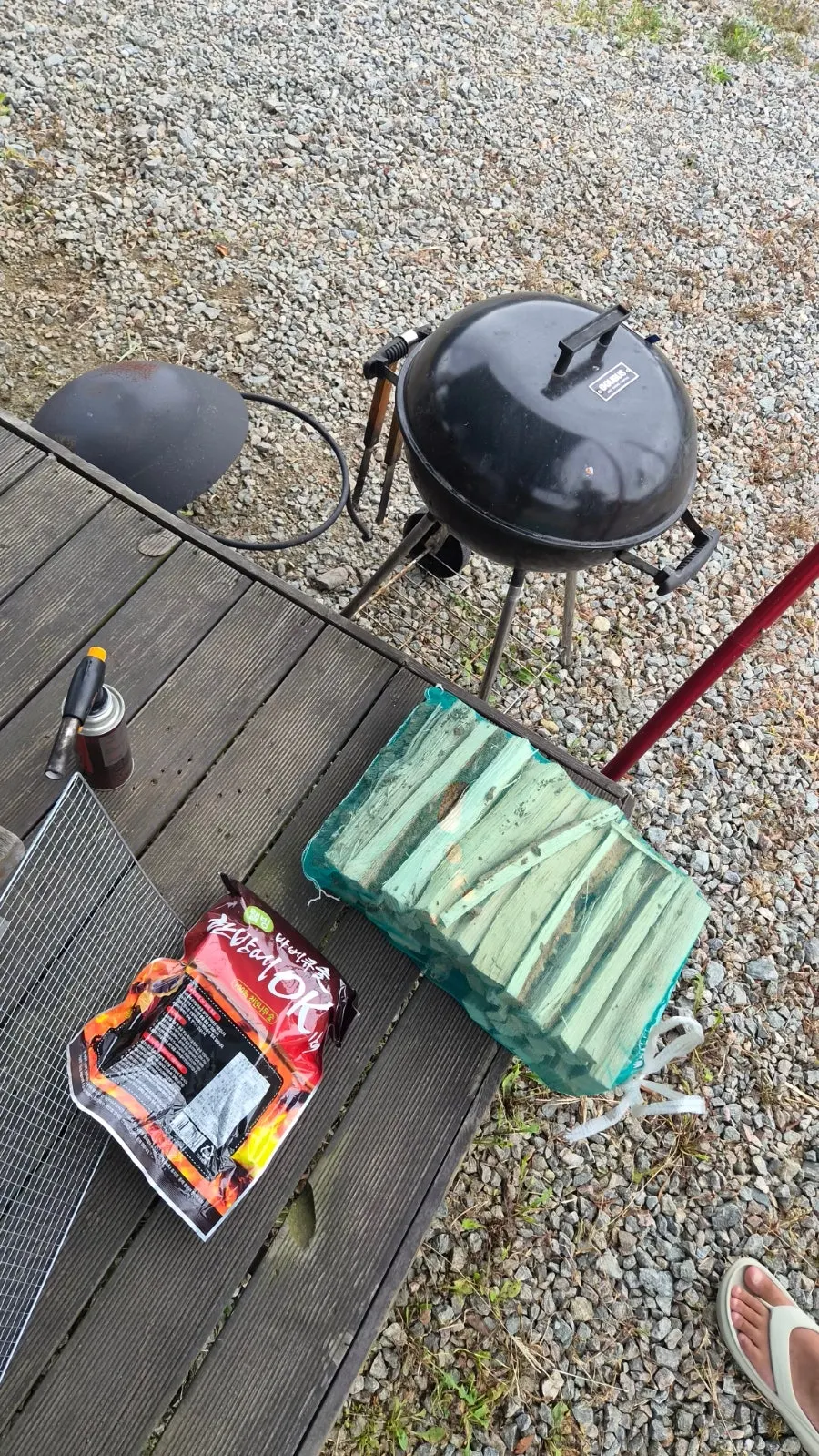 Fire pit and charcoal from the fire set