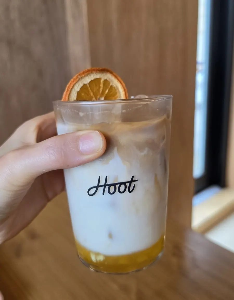 Orange latte with house-made orange syrup