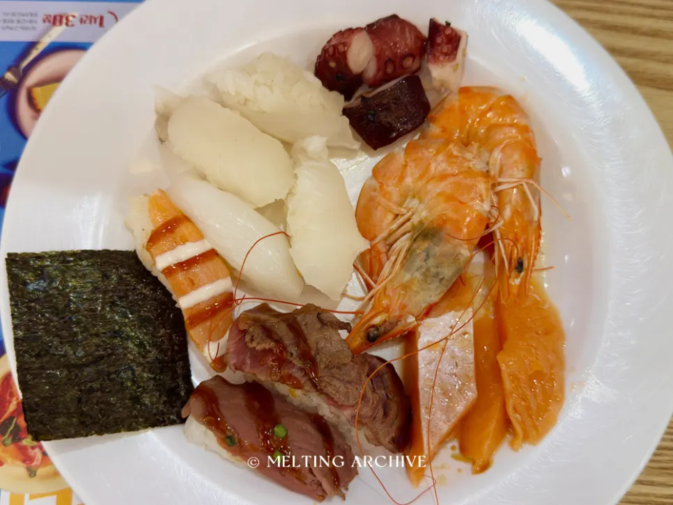 A plate with portions adjusted to taste