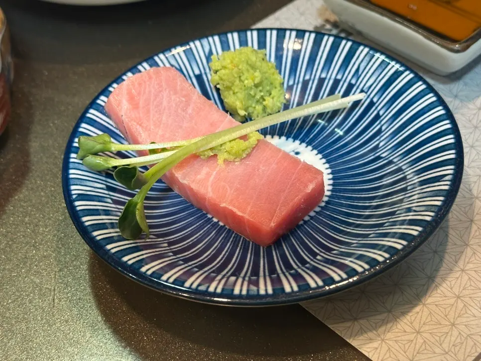 Cuts of aged tuna sashimi