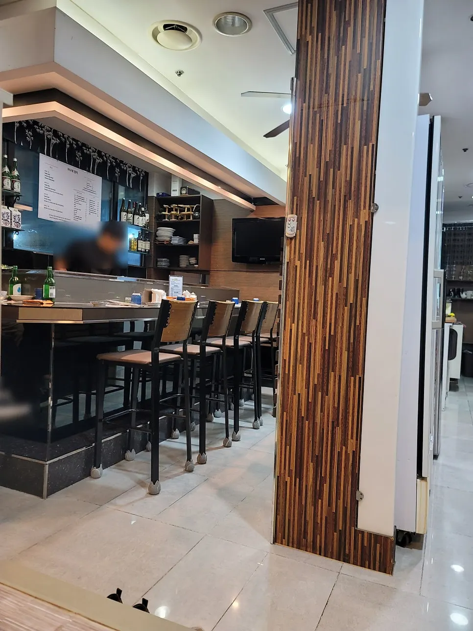 Wood-interior dining room at Maguro Tuna