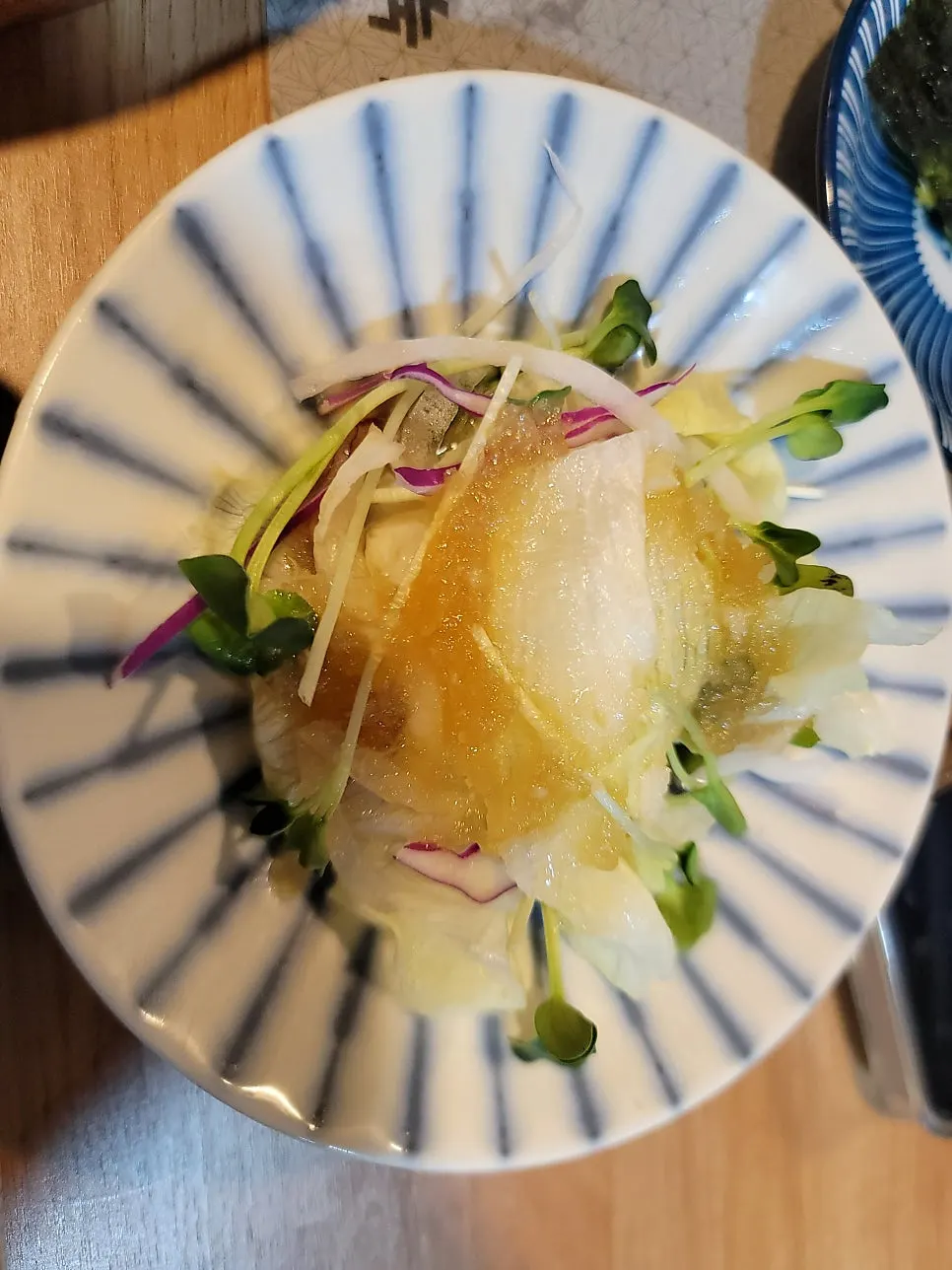 Basic side dishes and pickled ginger for the tuna course