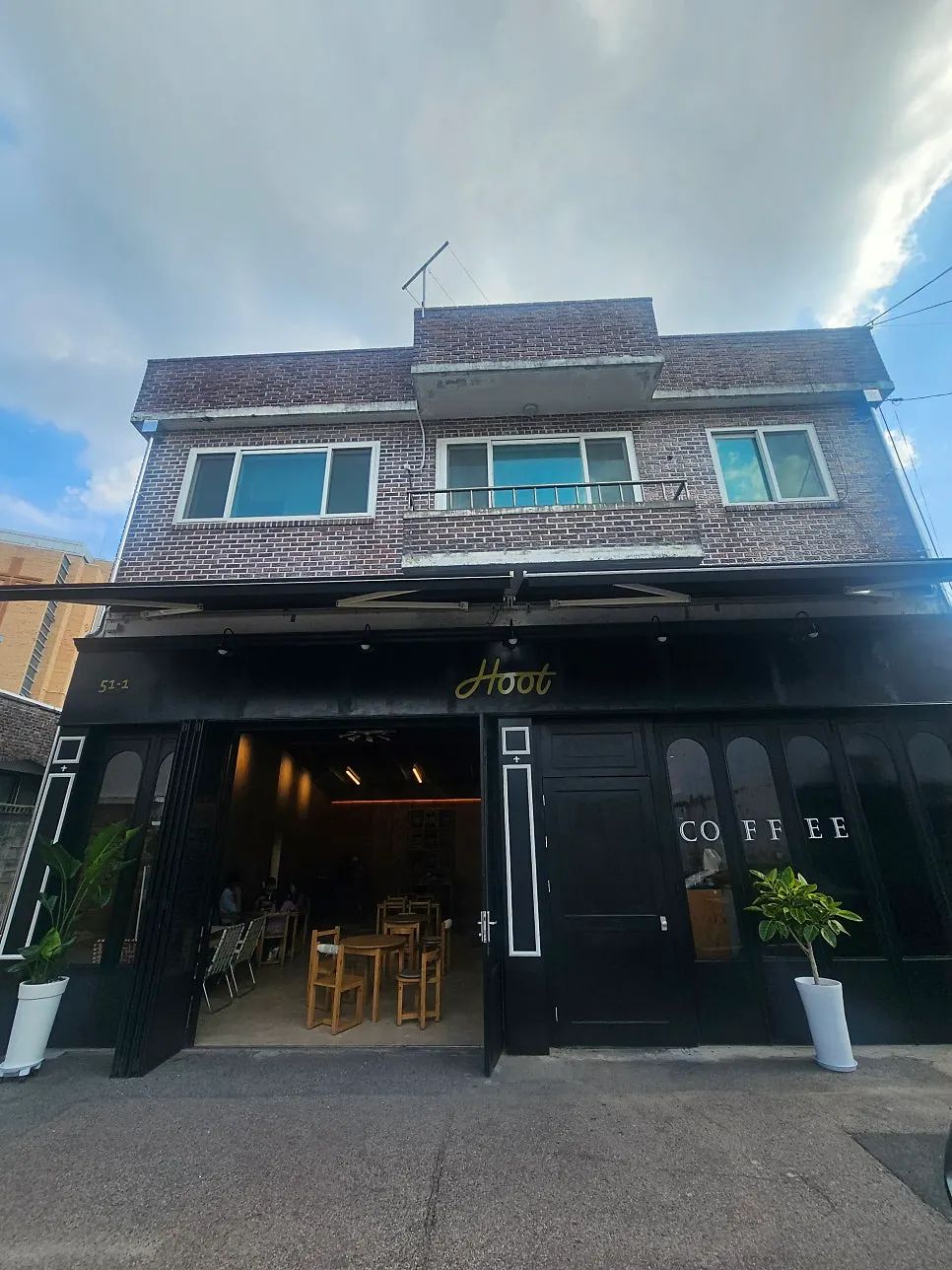 Exterior of Hoot café on Myeongdong-gil in Chuncheon