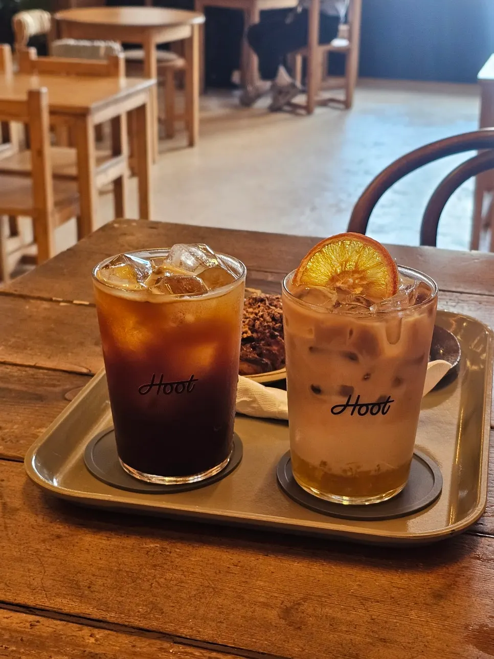Iced orange latte ordered on staff recommendation