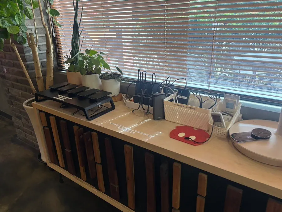 Phone charging spot inside the restaurant