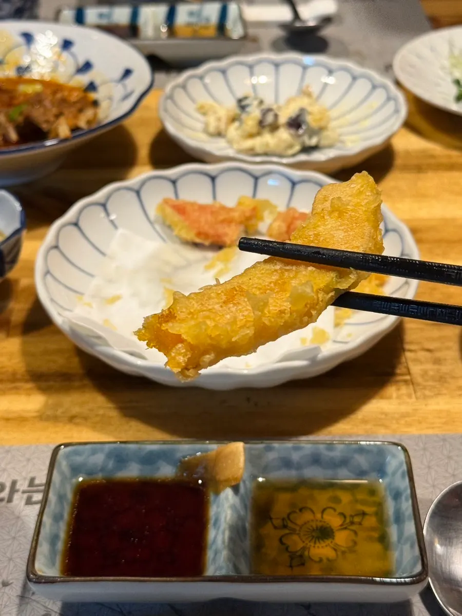 바삭한 새우와 단호박 튀김