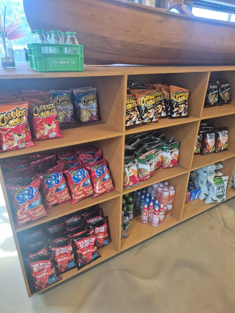 Refrigerated drinks corner in the campground store