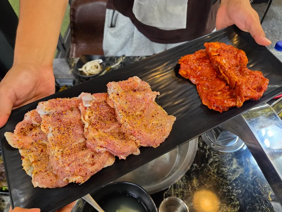 Pickled side dish served alongside dakgalbi