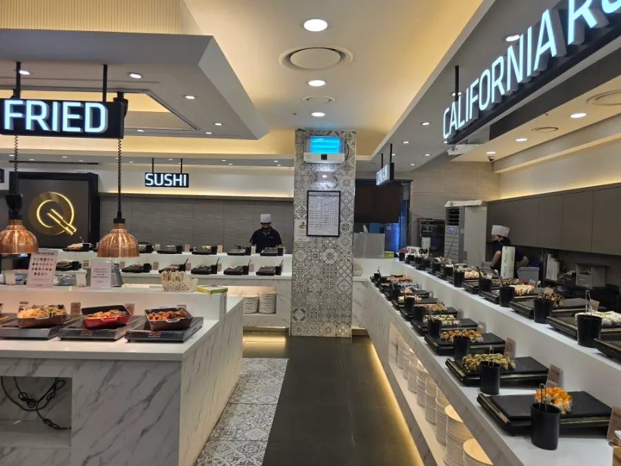 Buffet corner with 120 menu items on display
