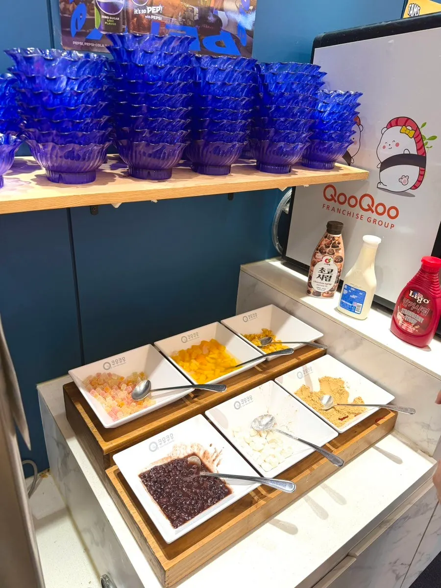 Dessert station with bingsu and waffles