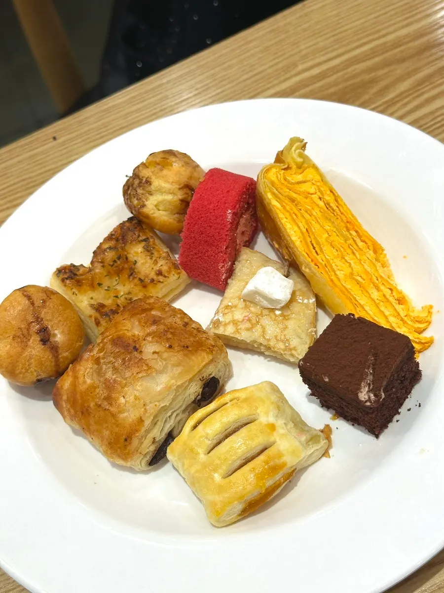 Dessert plate with pastries and cake
