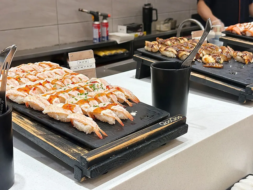 Sushi counter display at QooQoo Chuncheon Branch