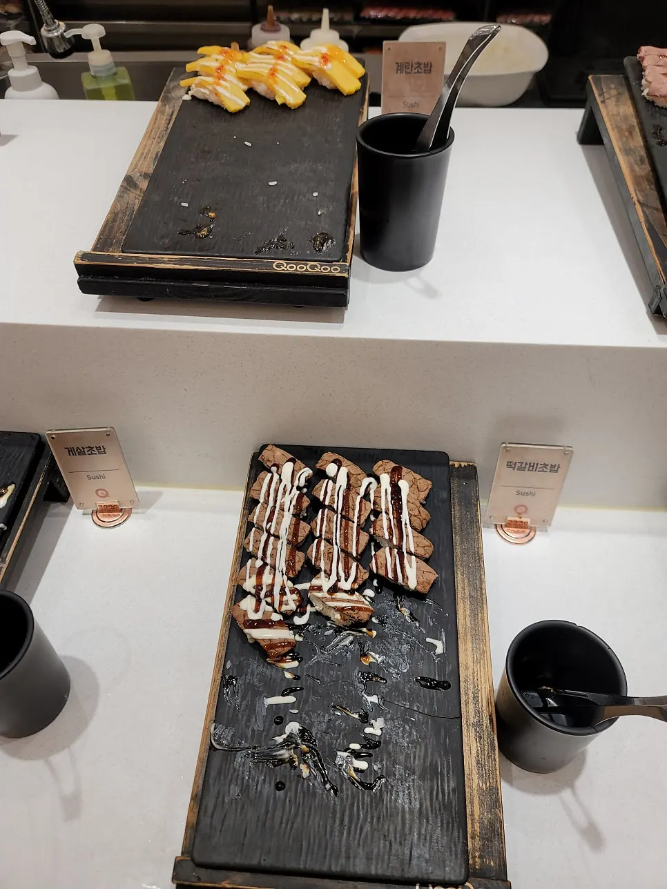 Salmon and beef sushi selection