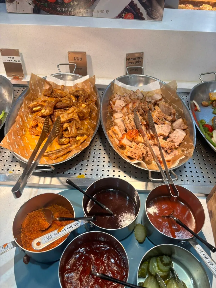Lamb chops and LA-style short ribs at the QooQoo BBQ counter
